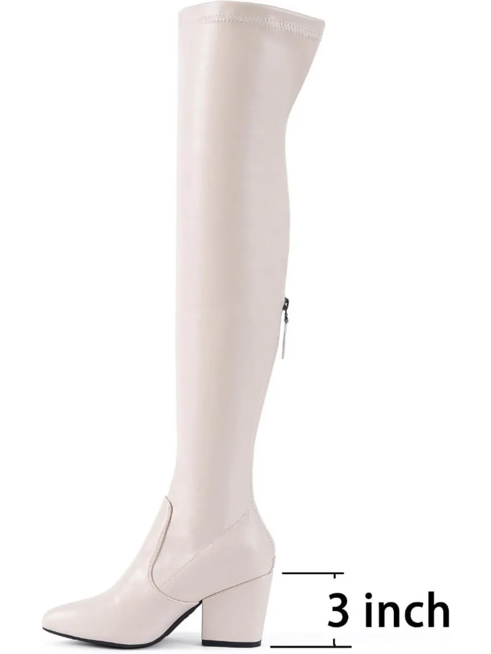 Women's Cream Suede Pointed Toe Flat Comfort Over the Knee Thigh High Boots